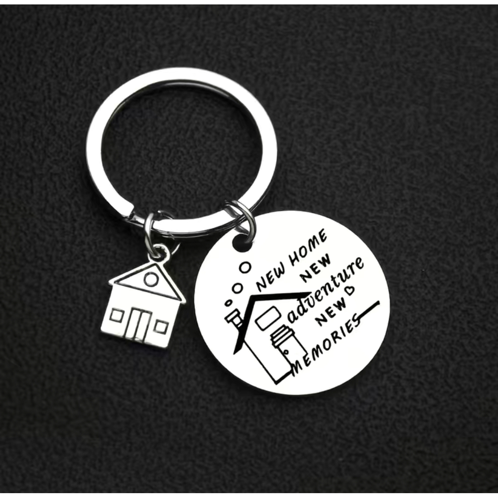 3/$25 NEW HOME NEW ADVENTURE NEW MEMORIES Stainless Steel Keychain NEW